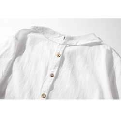 可愛い襟トップス　綿麻Tシャツ　半袖Tシャツ　ホワイト ＃12269WH 9枚目の画像