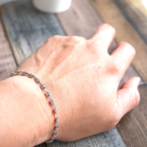 SILVER925-14 ブレスレット シルバ−925 調整可能 巾着付