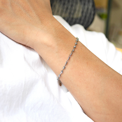 SILVER925-14 ブレスレット シルバ−925 調整可能 巾着付