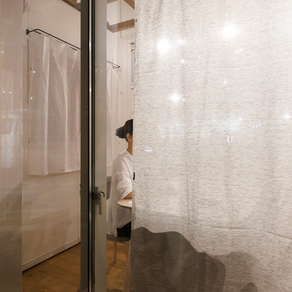 自然素材 綿 コットン 100％ カーテン たんぽぽ刺繍ふんわりカーテン「コメトベージュ」ナチュラル カーテン 10枚目の画像