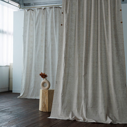 自然素材 綿 コットン 100％ カーテン たんぽぽ刺繍ふんわりカーテン「コメトベージュ」ナチュラル カーテン 2枚目の画像