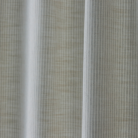 自然素材 綿 コットン100％カーテン モダンストライプ「レインアイボリー」カーテン ナチュラルカーテン 5枚目の画像