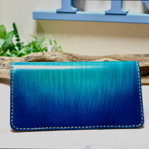 再販>人気のカラー！海の中の光 手染めロングウォレット 長財布 長財布 