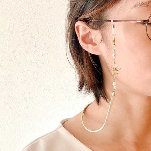 メガネ留め追加OK》ワイヤーフラワー❁⃘*.ﾟスエード合皮 選べるcolor