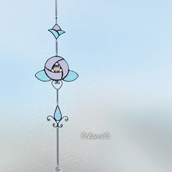 ステンドグラス アンティークデザインローズのサンキャッチャーNo.016