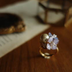 紫陽花とコットンパール のビジューリング　フリー11号　:あじさい　アジサイ 12枚目の画像
