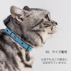 猫の首輪 超軽量  セーフティバックル 安全 ねこ 軽い 革 レザー ピンク ライトブルー 4枚目の画像