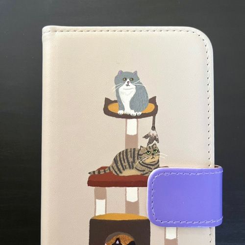 NEW!「CAT TOWER」iPhone 12 iPhone12Pro 手帳型ケース 猫 ねこ 大人