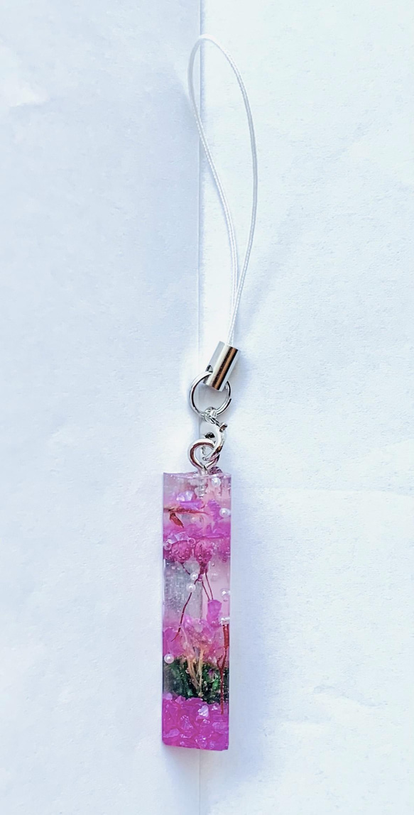 透明粉色花朵鑰匙扣 第4張的照片
