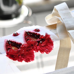 深紅色  オートクチュール刺繡大ぶりのブライダルイヤリング 12枚目の画像