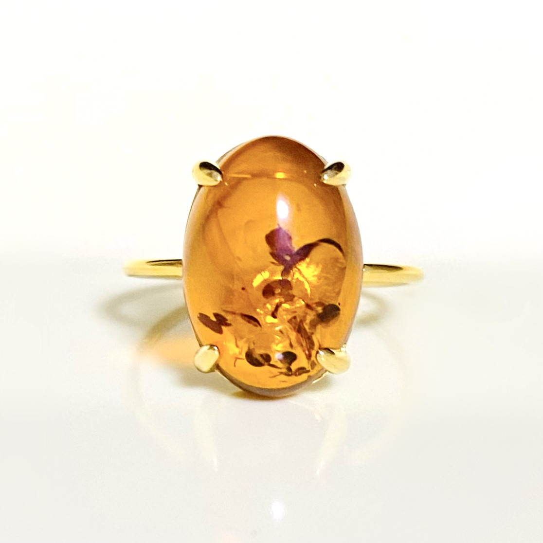 再販13 クラック入りバルティックアンバー（琥珀）大粒リング11