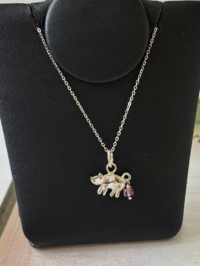 ピンクな猫ちゃん　シルバー製（ピンクトルマリン）