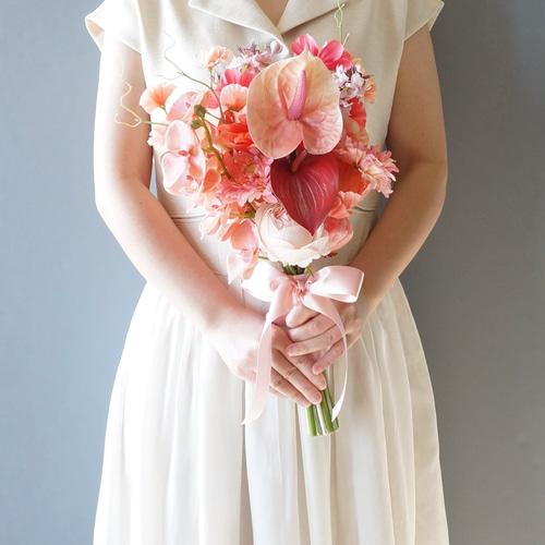 ブーケ アーティフィシャルフラワー 胡蝶蘭とチューリップが咲く 秋の