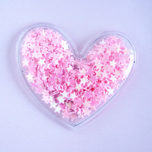 4個】 ビニール素材 透明 ハートのモチーフ ピンク PVC ワッペン