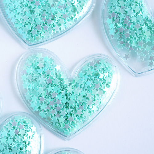 4個】 ビニール素材 透明 ハートのモチーフ ミントグリーン PVC