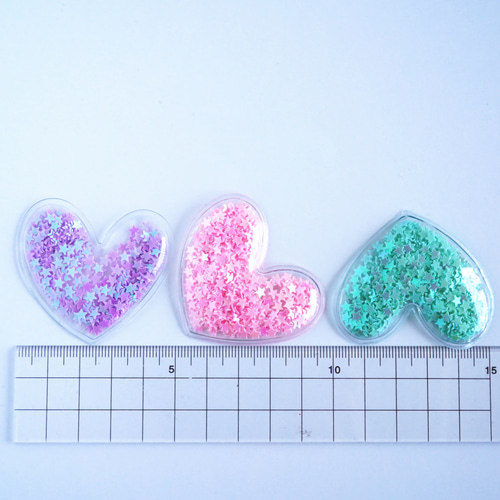 4個】 ビニール素材 透明 ハートのモチーフ ミントグリーン PVC