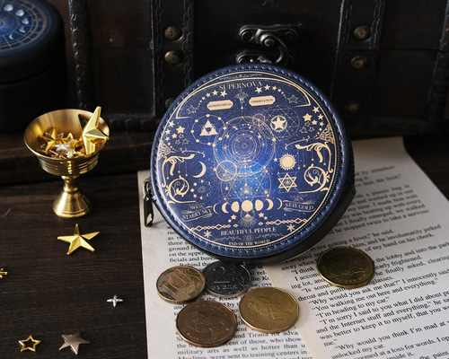 空想天体古書・月の満ち欠け 小銭入れ・小物入れ / 財布 コインケース