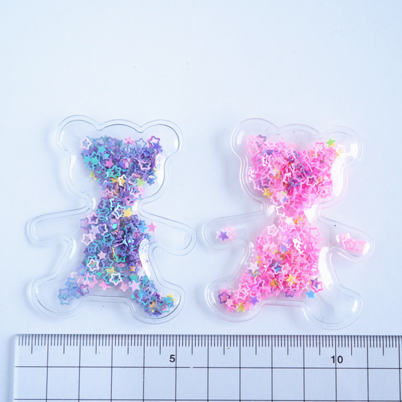 【2個】透明ビニール素材 くまのモチーフ　ピンク　PVC素材 5枚目の画像