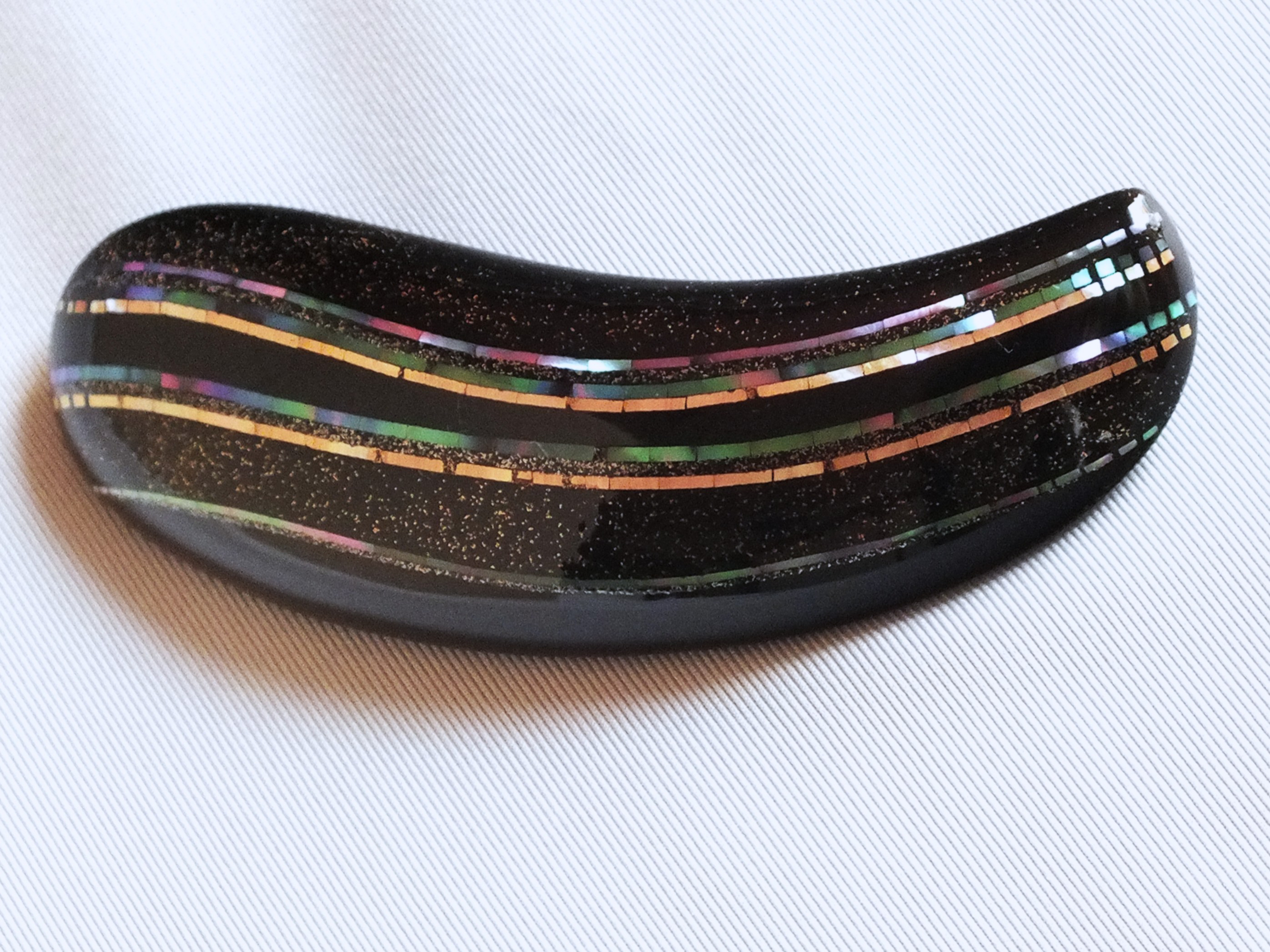 螺鈿髪留「ライン」　木製漆塗