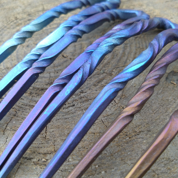 鍛造チタン簪「水」軽くて丈夫で金属アレルギーの方でも安心 1枚目の画像