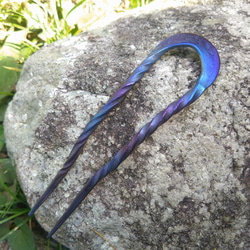 鍛造チタン簪「水」軽くて丈夫で金属アレルギーの方でも安心 4枚目の画像