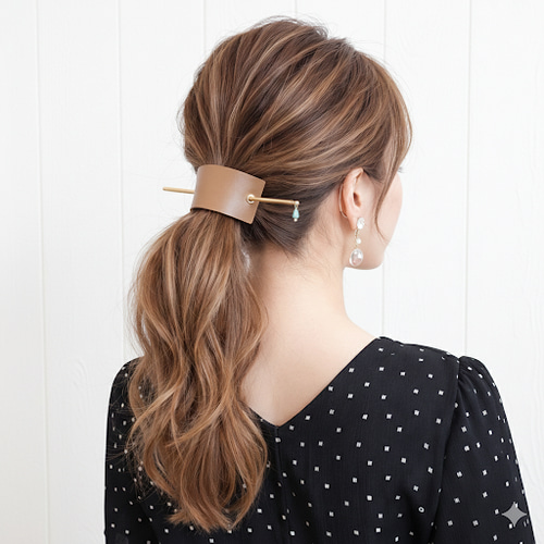Sサイズ 本革 マジェステ / レザー ヘアアクセサリー かんざし