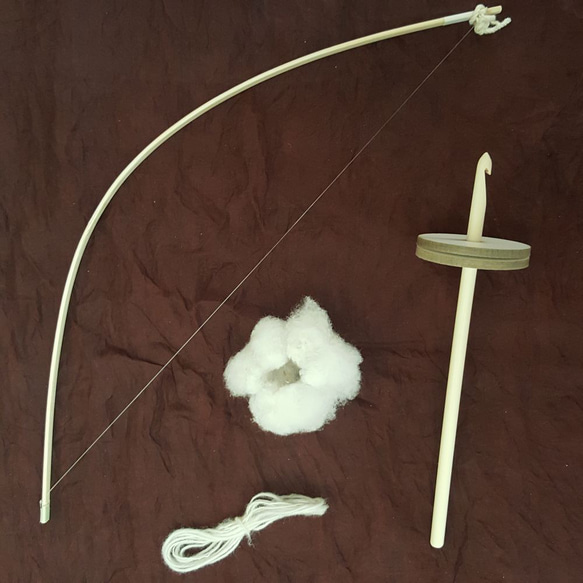 綿の実から糸を紡ぐ簡易キット・綿打ち弓版　解説動画あり 1枚目の画像