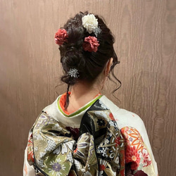 髪飾り シルバーレッド 卒業式 入学式 成人式 七五三 前撮り 和装 着物 小物 袴 ヘッドパーツ 結婚式 パーティー 4枚目の画像