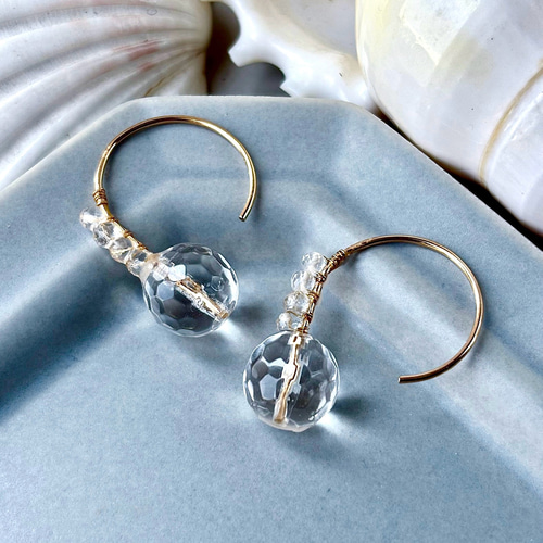 14kgf】✴︎水滴ドロップ✴︎AAAAAクリスタル×宝石質カット水晶の粒が  