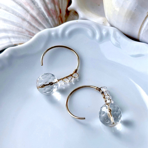 14kgf】✴︎水滴ドロップ✴︎AAAAAクリスタル×宝石質カット水晶の粒が  