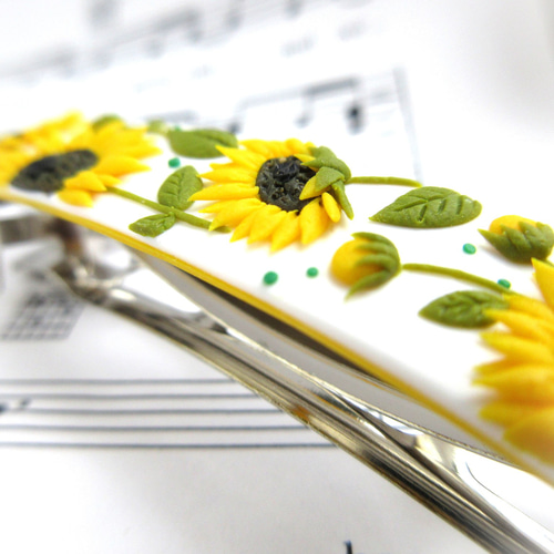 受注制作】太陽の花 向日葵（ひまわり）の髪飾りバレッタ。7cm