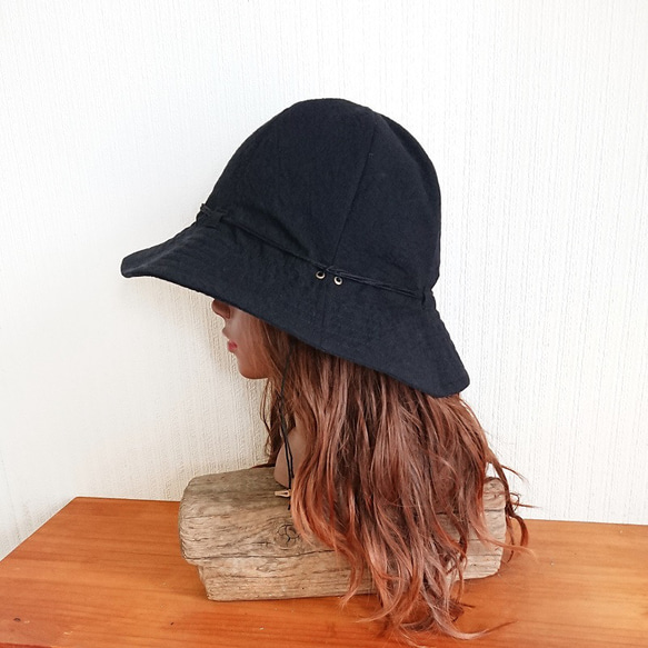 シンプルハット : 綿麻【ブラック】 1枚目の画像