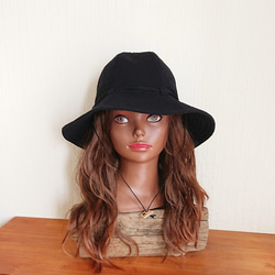 シンプルハット : 綿麻【ブラック】 3枚目の画像