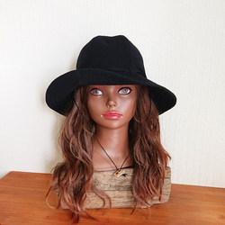 シンプルハット : 綿麻【ブラック】 4枚目の画像