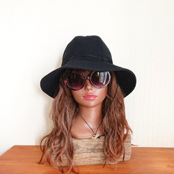 シンプルハット : 綿麻【ブラック】 8枚目の画像