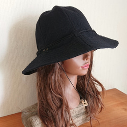 シンプルハット : 綿麻【ブラック】 5枚目の画像