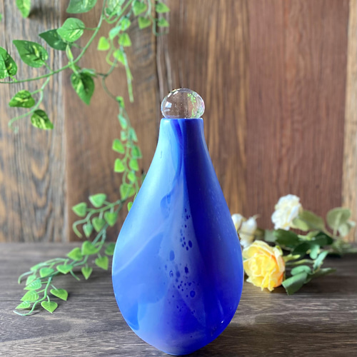 ガラス花瓶（マリンブルー）