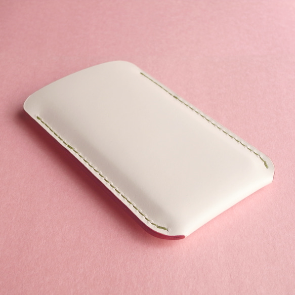 全機種対応スマホケース【spot/すぽっと】革 花いろ 桜色 ベージュピンク 手縫い iPhone17 Pixel10他 4枚目の画像