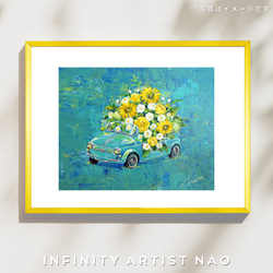 ポスター【父の日】父 男性 メンズ ギフト おしゃれ プレゼント 車の絵 花 アート A4 2枚目の画像