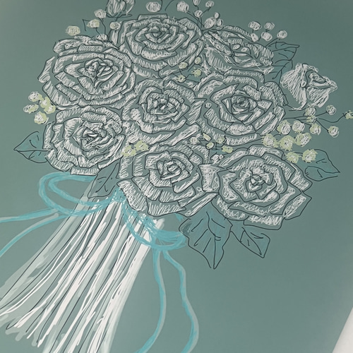 風水開運絵画＊花三日月～龍と鳳凰～永和来福 金運 全体運 出世