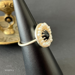 {オニキス/真珠} Antique silver ring 10枚目の画像