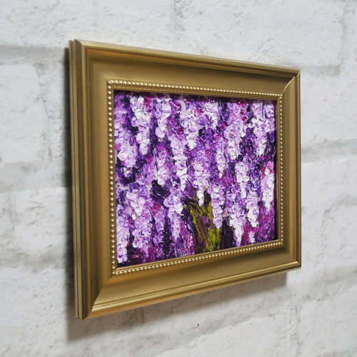 油絵 油彩 油彩画 絵 絵画 ミニ絵画【藤の花】 絵画 HR 通販