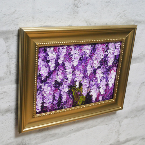 油絵 油彩 油彩画 絵 絵画 ミニ絵画【藤の花】 絵画 HR 通販