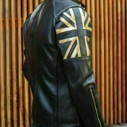 牛革ライダージャケット（英国旗付）Cow Leather Rider Jacket with UK Flag 2枚目の画像