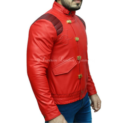 羊革・襟ベルト付き羊革ライダースジャケット(赤) Sheep Leather Jacket (Red) 3枚目の画像