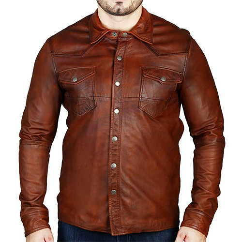 羊革クラストウォッシュドシャツ Sheep Leather Crust Washed Shirt