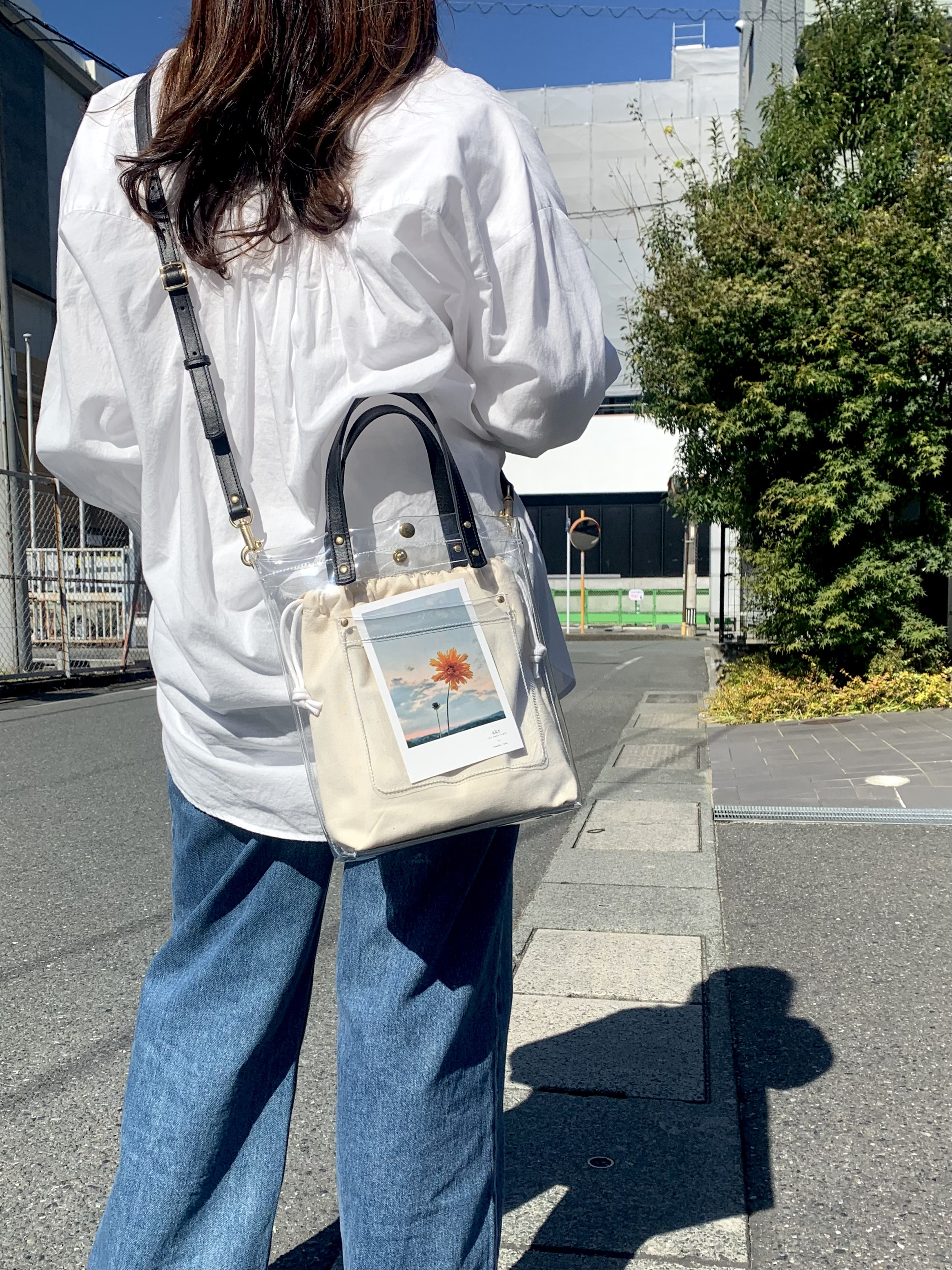 「大人のクリアバッグ」 2WAY 本革 クリアトートバッグ　ブラック　推し活にも