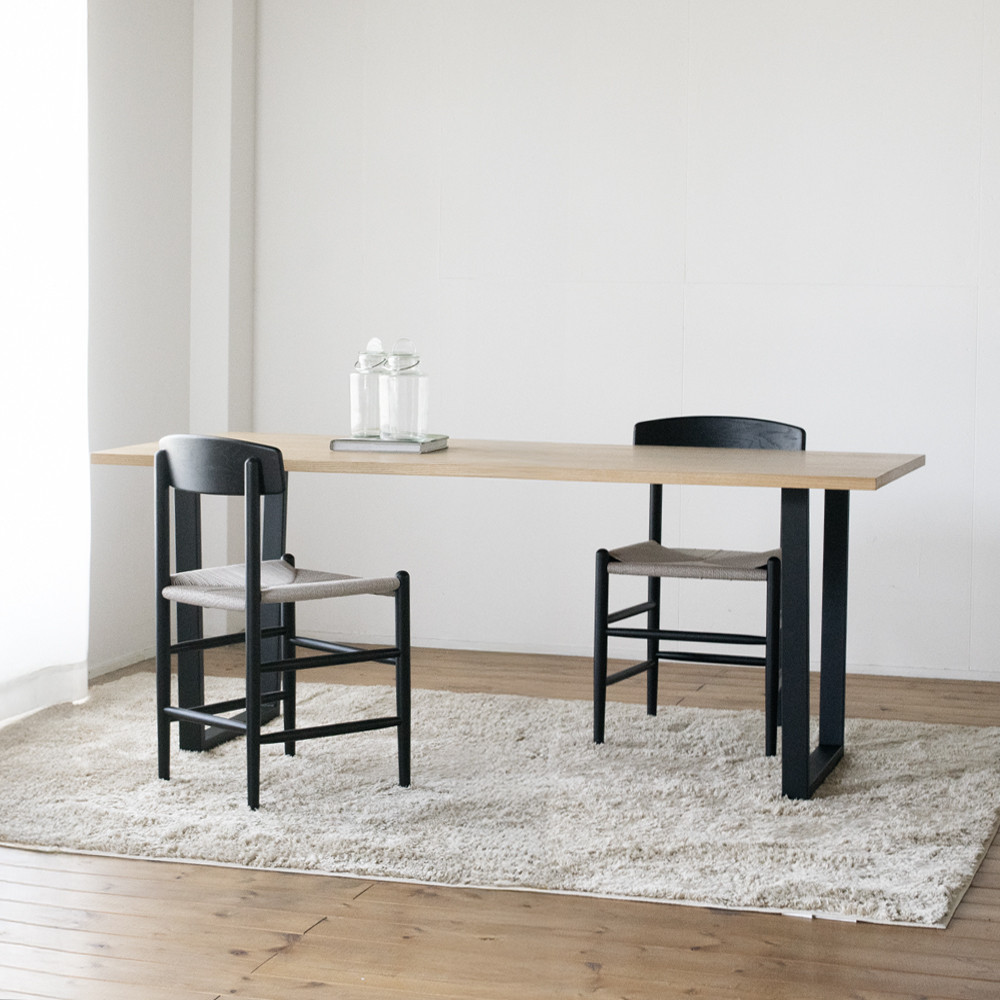 くり鉄足ダイニング（幅140cm 150cm 160cm 170cm 180cm・栗材・2色・ウレタン塗装）