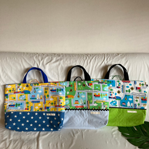 床につかない！！入園入学レッスンバッグ手提げ絵本袋リバーシブル☆63