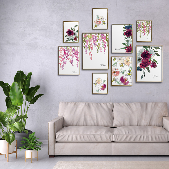 花のポスター / i0192 / 藤の花やダリアなど　ボタニカル　インテリアポスター 8枚目の画像